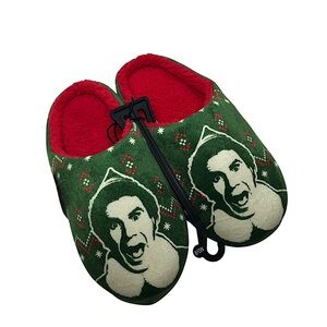 WB Elf Cozy Warm Green Red Hard Sole Couching Insoles elf Slip On Slippers MD/8